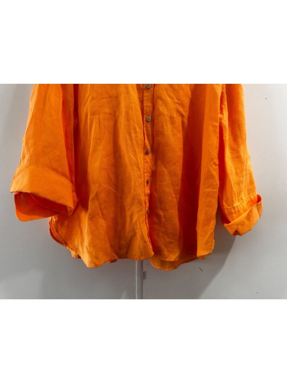 Chicos 100% Linen Button Down Shirt Tunic Womens 2XL 4 Orange Lagenlook Coastal - Picture 14 of 15